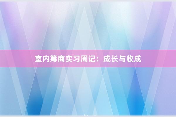 室内筹商实习周记：成长与收成