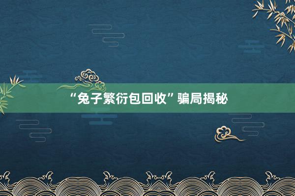 “兔子繁衍包回收”骗局揭秘