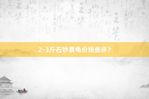 2-3斤石钞票龟价钱些许？